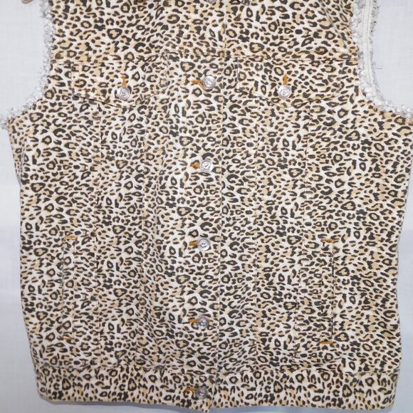 Nygard Womens L Leopard Print Denim button up Vest - Picture 13 of 13